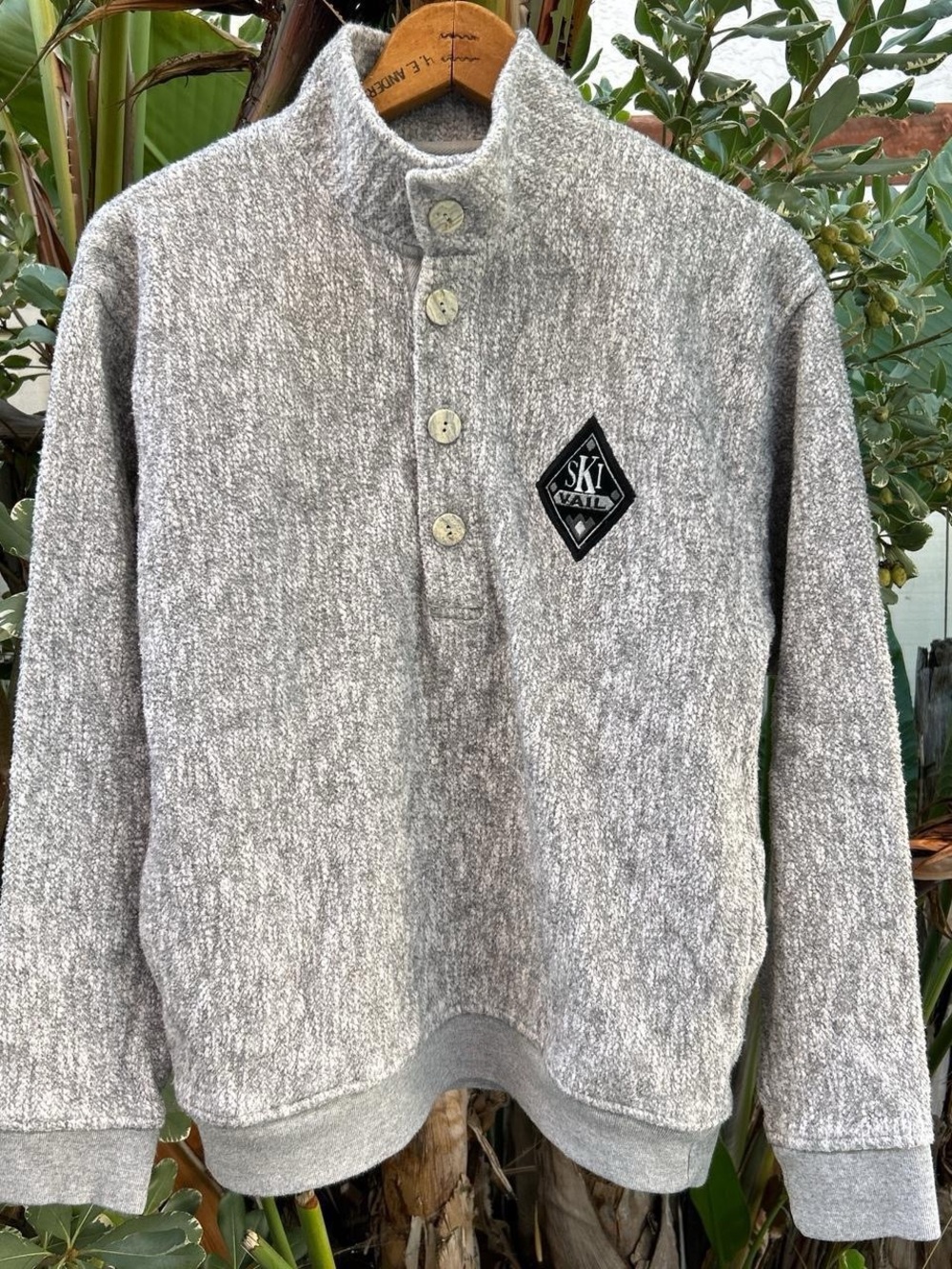 Vintage 90s EMI Boulder CO Ski Vail Button Mock Neck Sweatshirt USA S